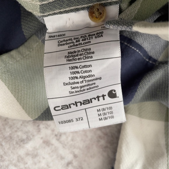 Carhartt Women’s Plaid Button Front Long Sleeve Shirt Roll Tab Sleeves Medium - Picture 9 of 11